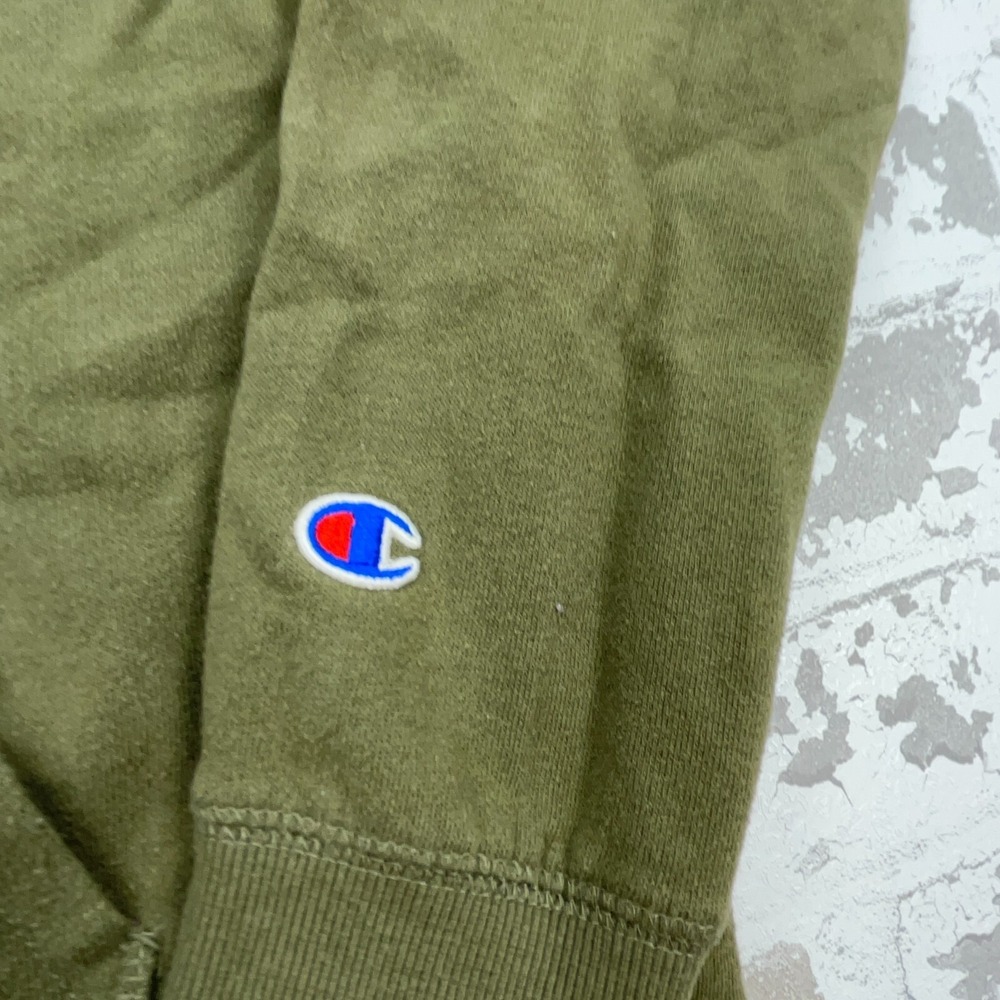 Champion Hoodie Boys Large Green Sweatshirt Sweater Spell Out‎ Logo Youth Olive - Picture 5 of 11